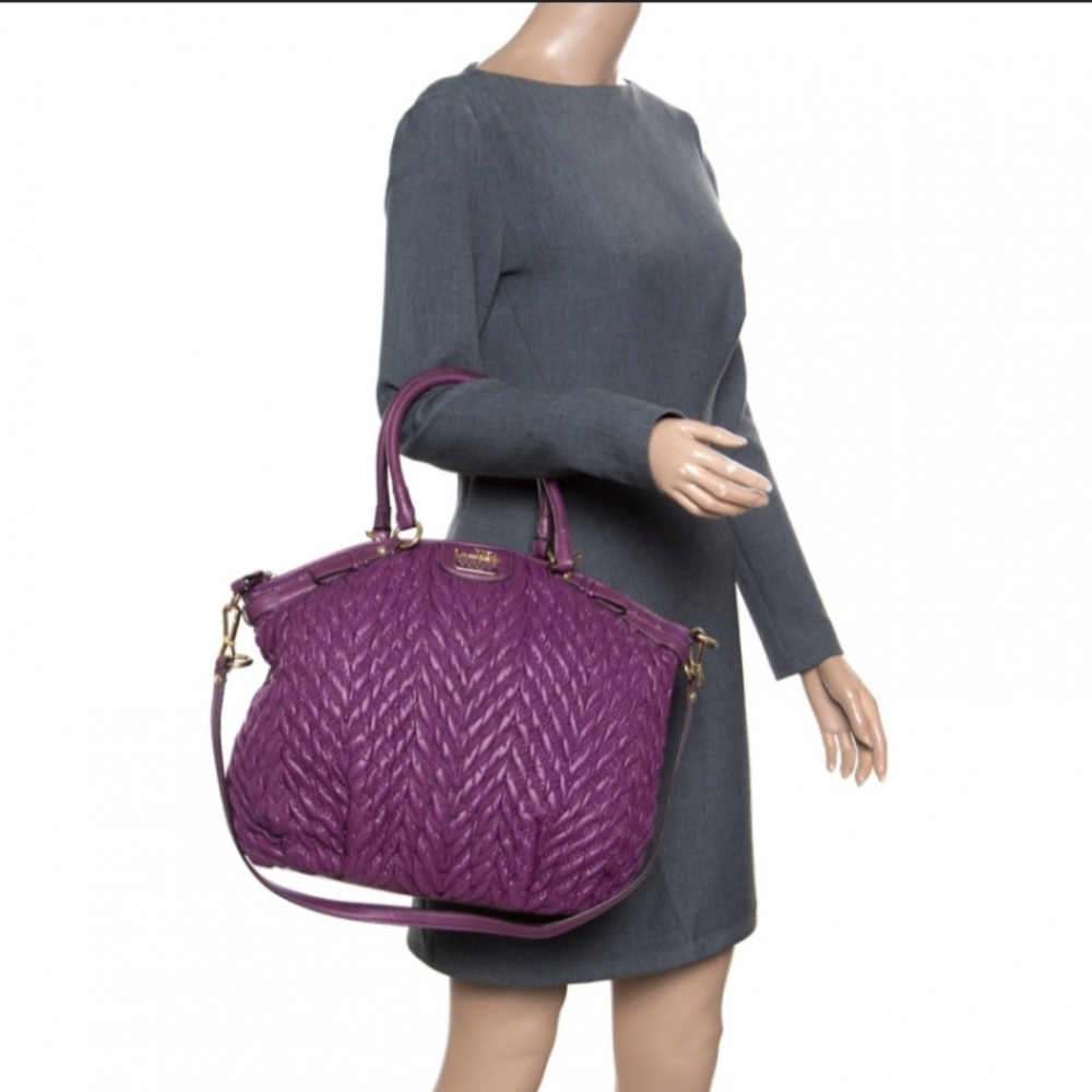 Coach Madison Quilted Chevron Purple Handbag